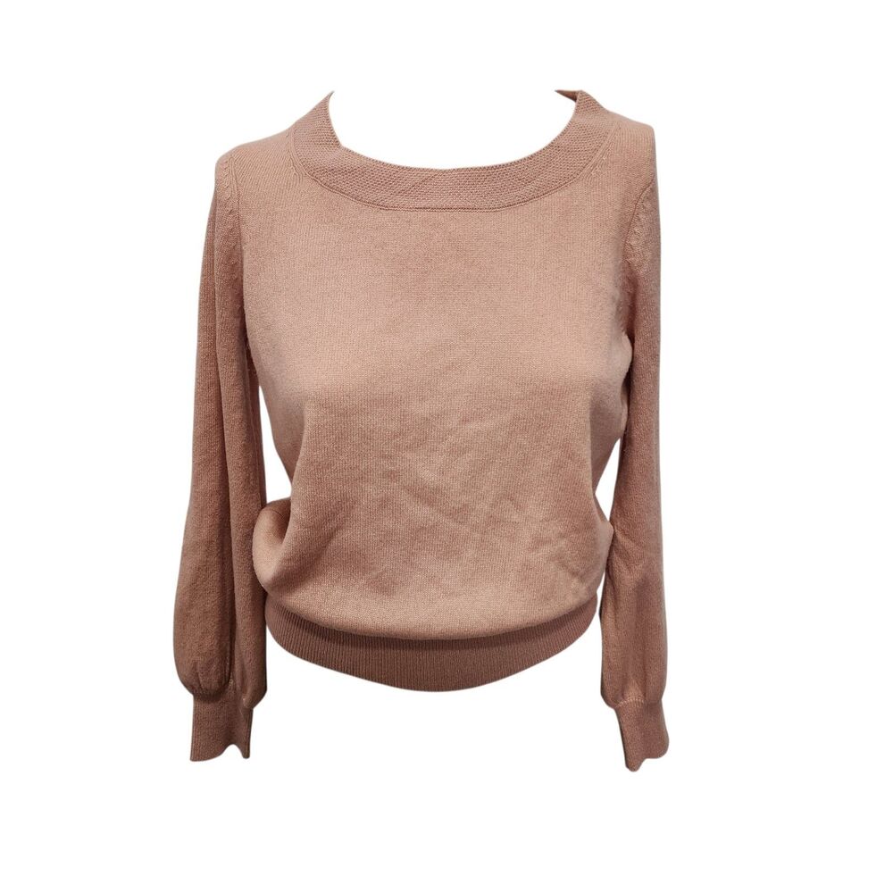 Gal Meets Glam 100% Cashmere Sweater Womens M Pink Balloon Sleeve Knit